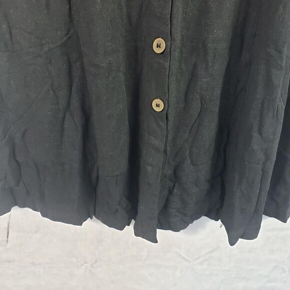 Susan Graver Pure Dress Womens Petite Large Black Linen Blend Tie Sleeve Midi - Picture 5 of 11